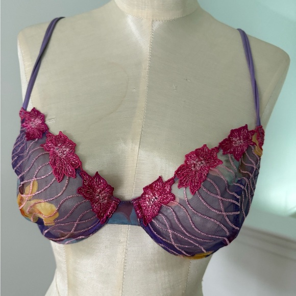 Cosabella Other - Cosabella Floral Lace Bra - Purple and Pink -size 4